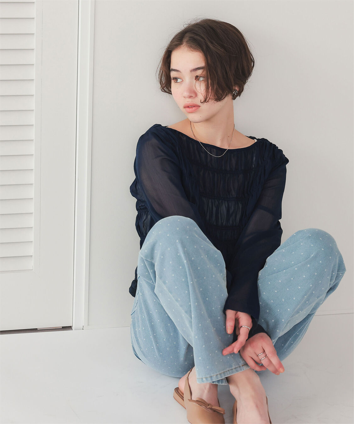 titivate「シアー楊柳シャーリングブラウス」|シャツ・ブラウス|