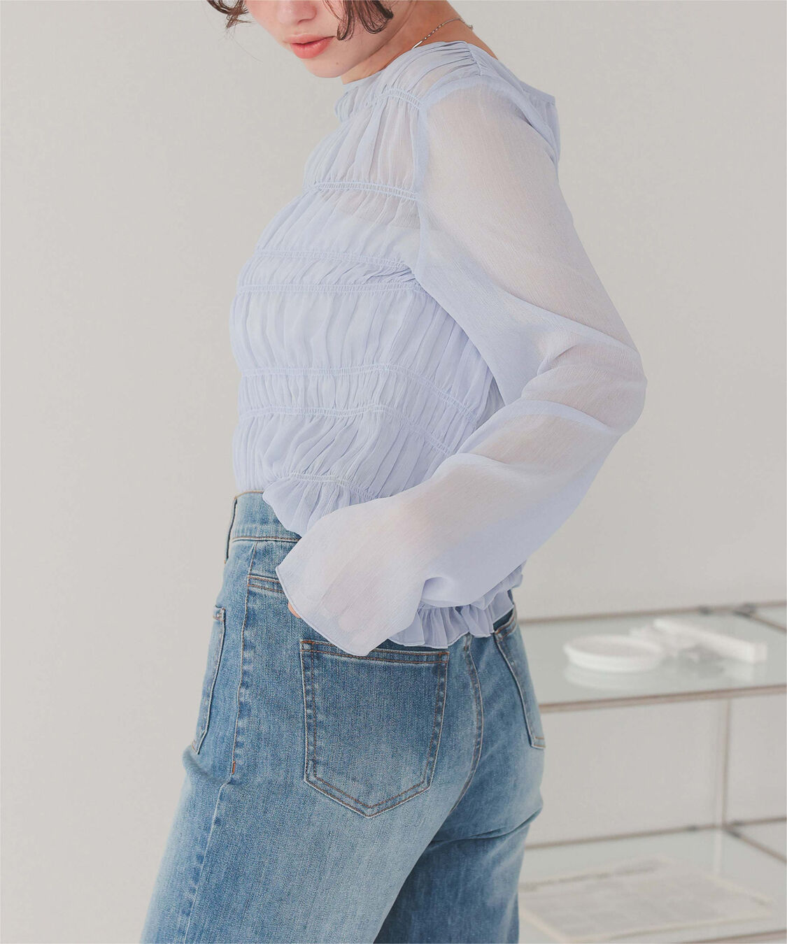 titivate「シアー楊柳シャーリングブラウス」|シャツ・ブラウス|