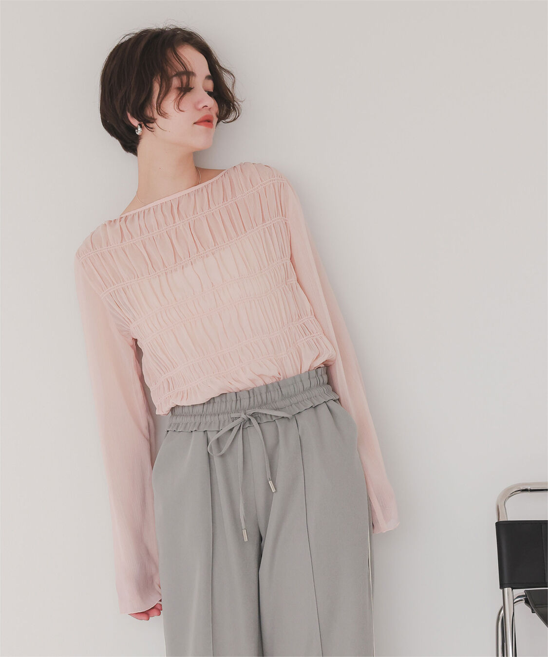 titivate「シアー楊柳シャーリングブラウス」|シャツ・ブラウス|