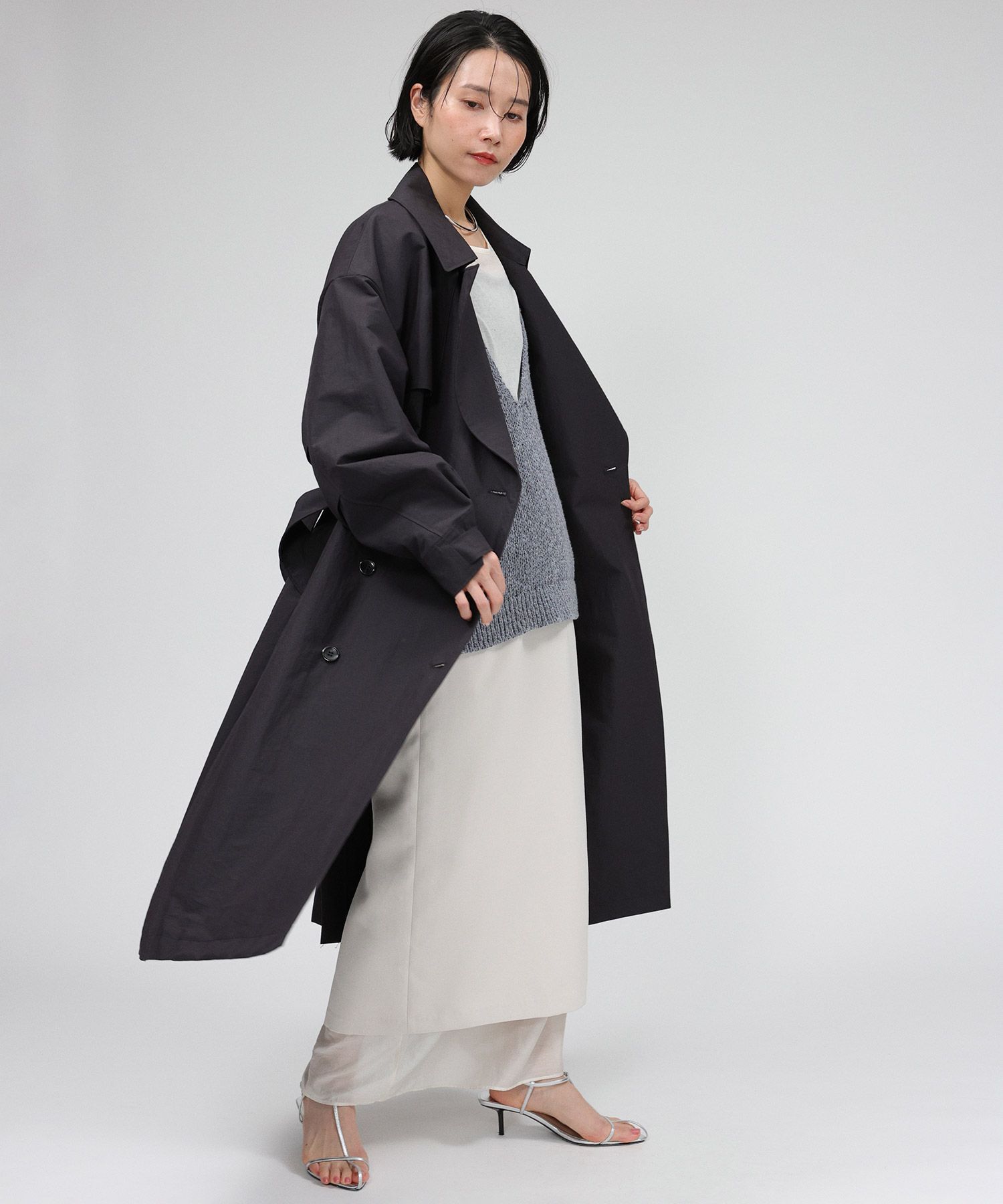 BABYLONE「コットンナイロンロングトレンチ」|トレンチコート|