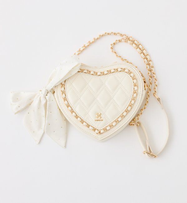  「【Heart Collection】リボン付きキルティングハートバッグ」|ショルダー・メッセンジャー|