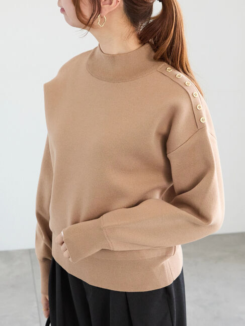 Te chichi「スタンドショルダーメタルボタンニット」|ニット・セーター|