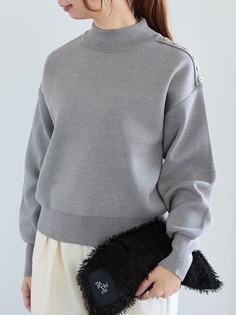 Te chichi「スタンドショルダーメタルボタンニット」|ニット・セーター|