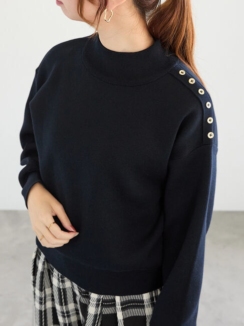 Te chichi「スタンドショルダーメタルボタンニット」|ニット・セーター|