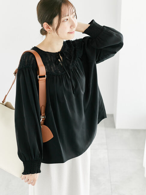 Te chichi TERRASSE「フリンジチュール切替ブラウス」|シャツ・ブラウス|