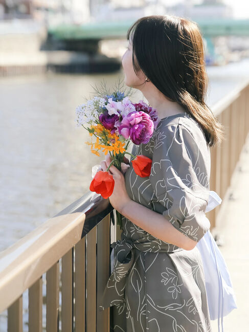 Te chichi TERRASSE「【日比谷花壇コラボ】刺繍ライクプリントワンピース」|ワンピース|