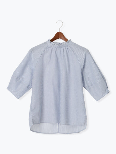 Te chichi TERRASSE「【イージーケア】無地/柄アソートスタンドフリルブラウス」|シャツ・ブラウス|ブルー