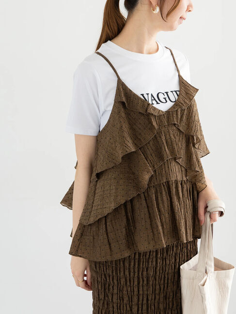 Te chichi「【松井愛莉着用】ドットシャーリングキャミブラウス（セットアップ可）」|シャツ・ブラウス|ブラウン