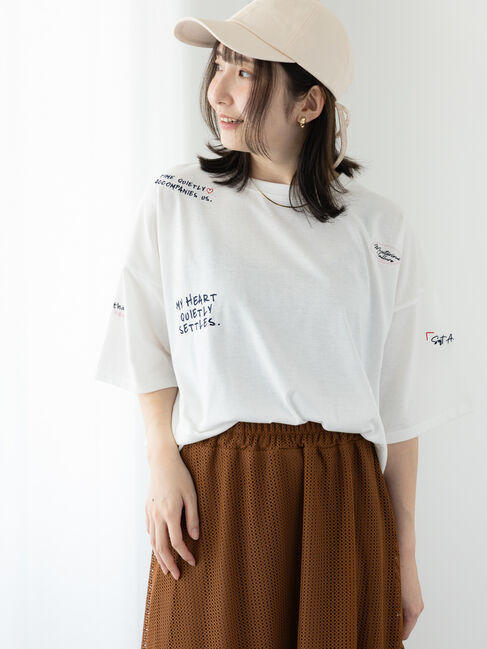 Te chichi TERRASSE「ランダム刺繍ロゴTシャツ」|Tシャツ・カットソー|オフホワイト