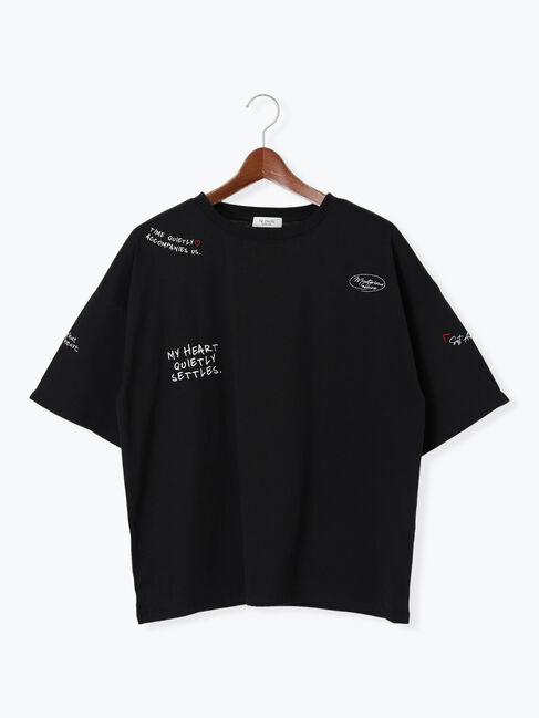 Te chichi TERRASSE「ランダム刺繍ロゴTシャツ」|Tシャツ・カットソー|チャコールグレー