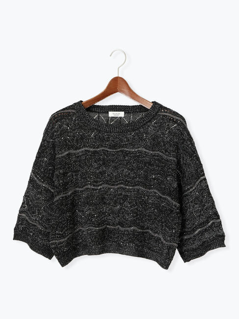 Te chichi TERRASSE「ラメ混なみなみメッシュニット」|ニット・セーター|ブラック