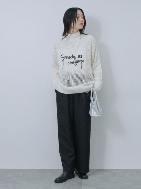 Samansa Mos2 blue「ロゴメッシュニットプルオーバー」|ニット・セーター|