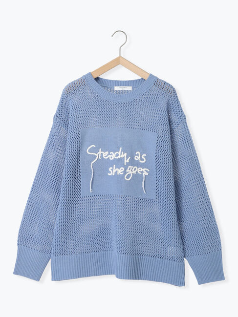 Samansa Mos2 blue「ロゴメッシュニットプルオーバー」|ニット・セーター|