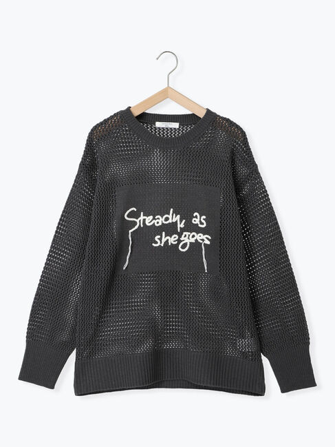 Samansa Mos2 blue「ロゴメッシュニットプルオーバー」|ニット・セーター|