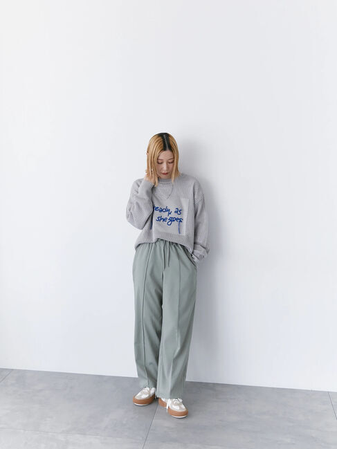 Samansa Mos2 blue「ロゴメッシュニットプルオーバー」|ニット・セーター|