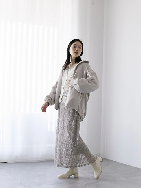 Samansa Mos2 blue「フリンジレーススカート」|スカート|