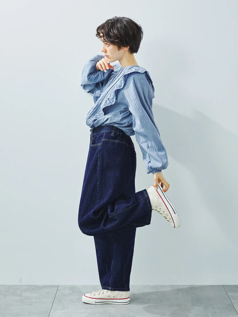 Samansa Mos2「ドビーストライプレースフリルブラウス」|シャツ・ブラウス|