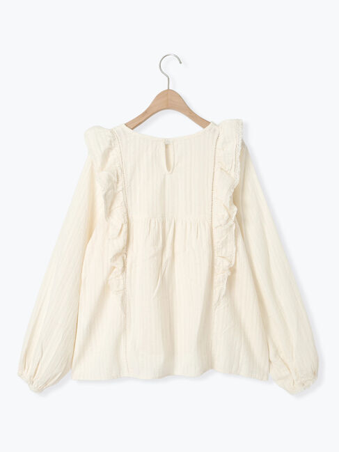 Samansa Mos2「ドビーストライプレースフリルブラウス」|シャツ・ブラウス|