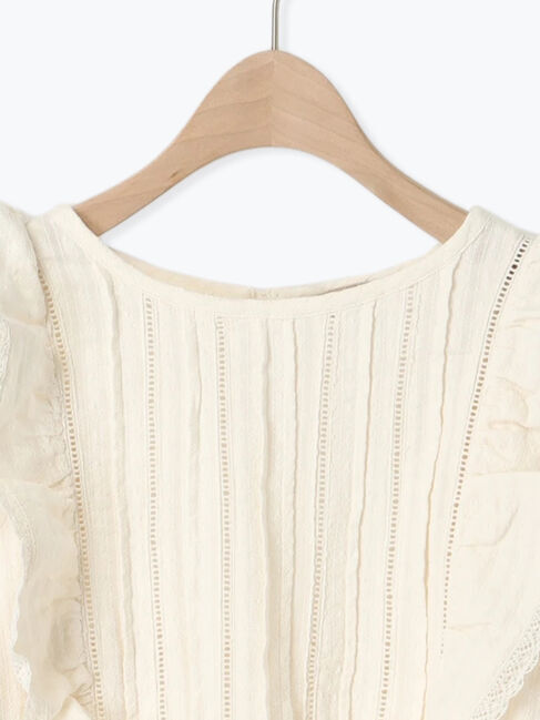 Samansa Mos2「ドビーストライプレースフリルブラウス」|シャツ・ブラウス|