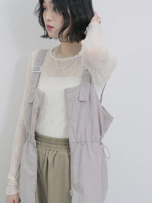 Samansa Mos2 blue「フロントジップドロストビスチェ」|シャツ・ブラウス|グレー