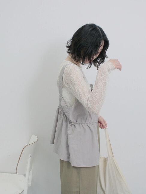 Samansa Mos2 blue「フロントジップドロストビスチェ」|シャツ・ブラウス|