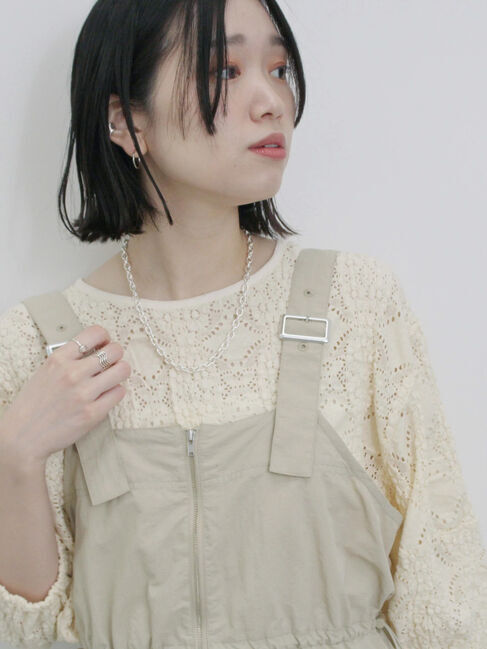 Samansa Mos2 blue「フロントジップドロストビスチェ」|シャツ・ブラウス|