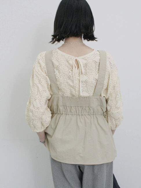 Samansa Mos2 blue「フロントジップドロストビスチェ」|シャツ・ブラウス|