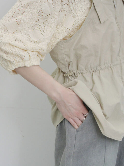 Samansa Mos2 blue「フロントジップドロストビスチェ」|シャツ・ブラウス|