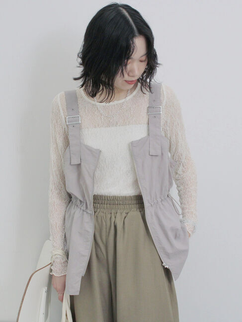 Samansa Mos2 blue「フロントジップドロストビスチェ」|シャツ・ブラウス|