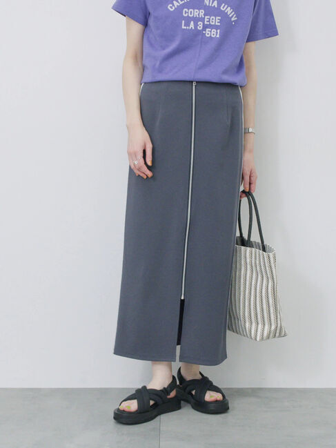 Samansa Mos2 blue「サイドラメラインスカート」|スカート|