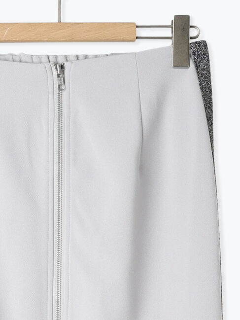 Samansa Mos2 blue「サイドラメラインスカート」|スカート|