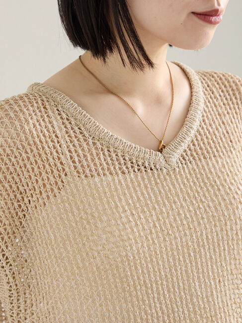 Samansa Mos2 blue「メランジラメメッシュニットベスト」|ニット・セーター|