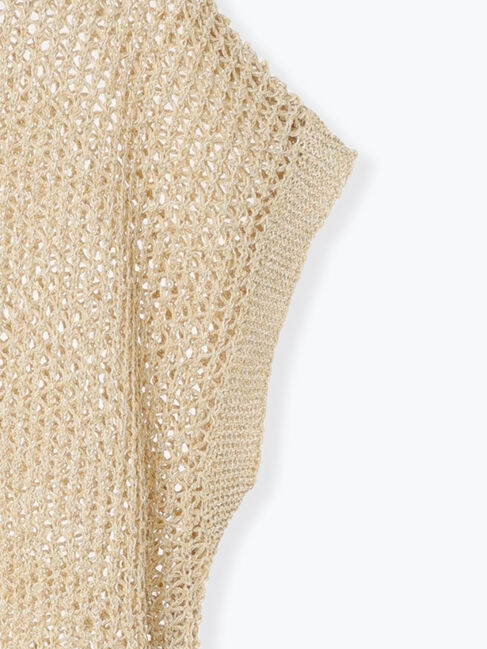 Samansa Mos2 blue「メランジラメメッシュニットベスト」|ニット・セーター|