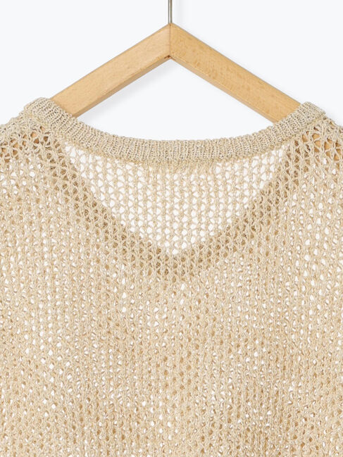 Samansa Mos2 blue「メランジラメメッシュニットベスト」|ニット・セーター|