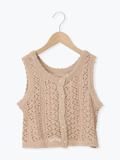 Samansa Mos2 Lagom「前後着透かし編みニットベスト」|ダウンベスト・ベスト|