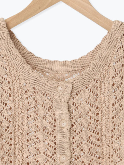 Samansa Mos2 Lagom「前後着透かし編みニットベスト」|ダウンベスト・ベスト|