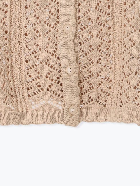 Samansa Mos2 Lagom「前後着透かし編みニットベスト」|ダウンベスト・ベスト|