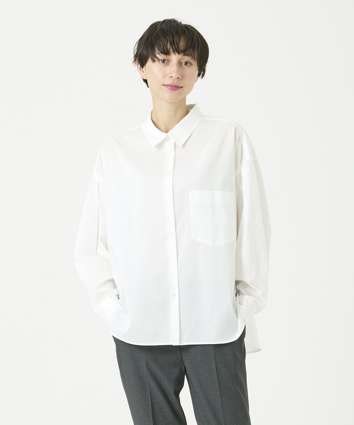 DAY by DAY it&rsquo;s international「クロップドシャツ《スビン綿MIXローン》」|シャツ・ブラウス|オフホワイト1