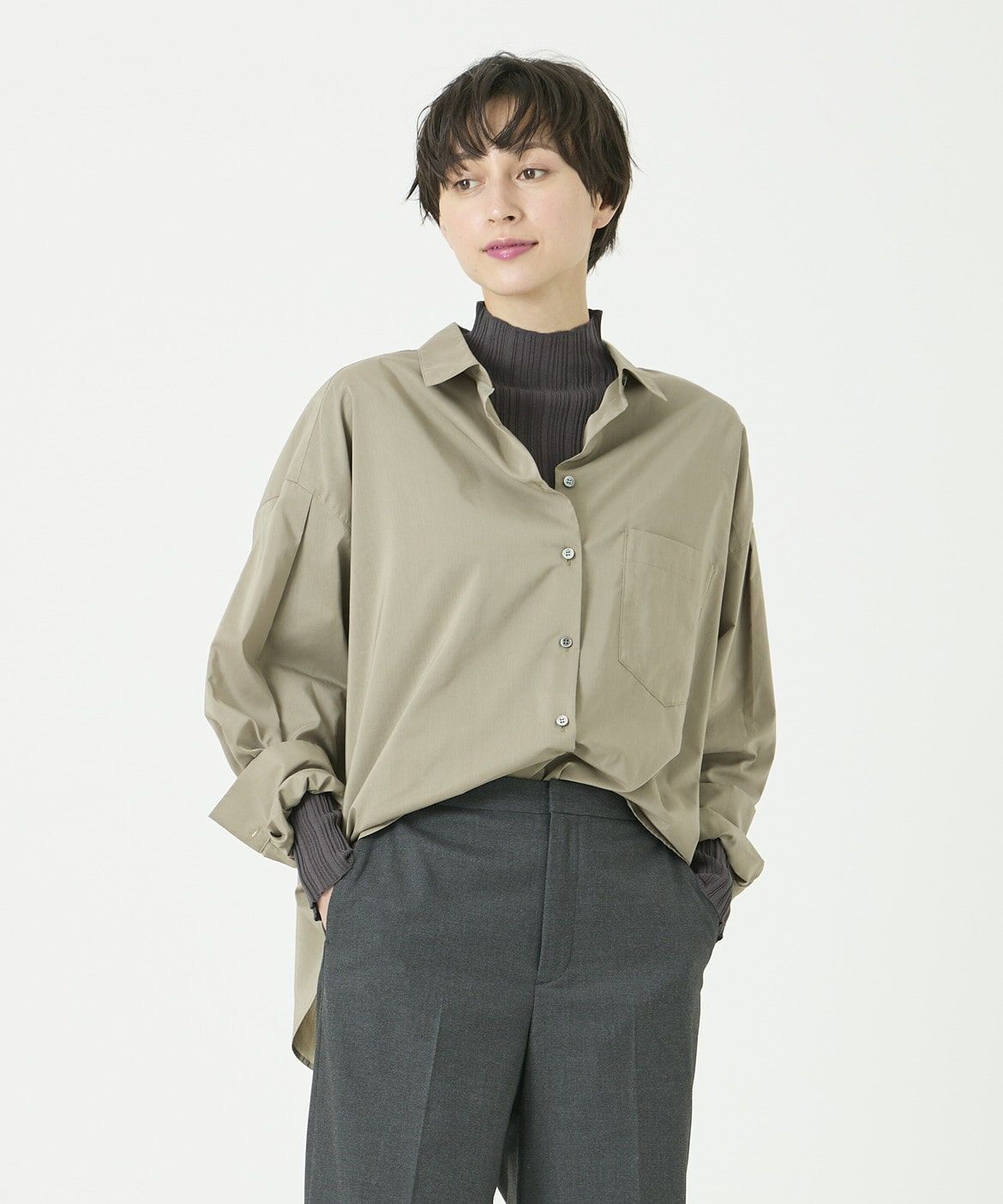 DAY by DAY it&rsquo;s international「クロップドシャツ《スビン綿MIXローン》」|シャツ・ブラウス|カーキ3