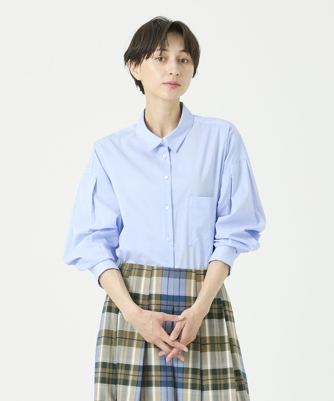 DAY by DAY it&rsquo;s international「クロップドシャツ《スビン綿MIXローン》」|シャツ・ブラウス|サックス3