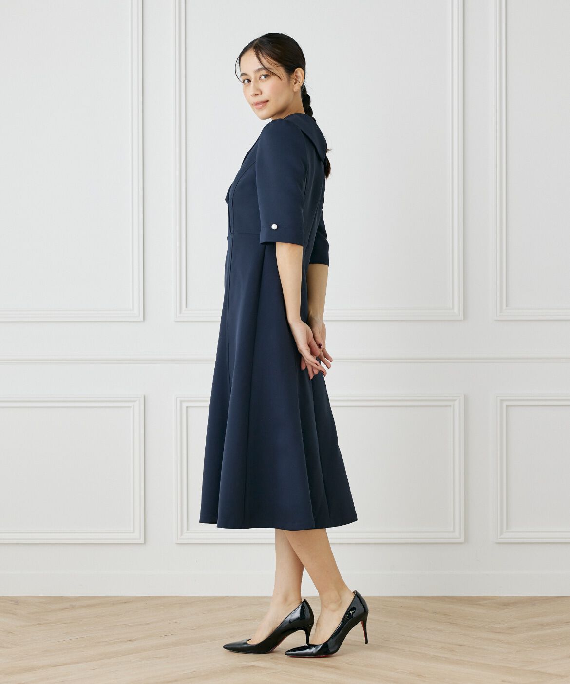 Maglie le cassetto「《M Maglie le cassetto》ショールカラーワンピース」|ワンピース|