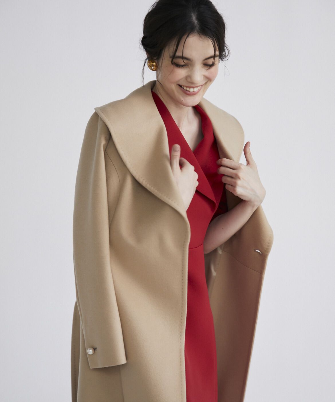 Maglie le cassetto「《M Maglie le cassetto》ショールカラーワンピース」|ワンピース|