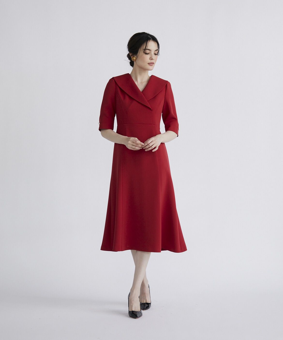 Maglie le cassetto「《M Maglie le cassetto》ショールカラーワンピース」|ワンピース|