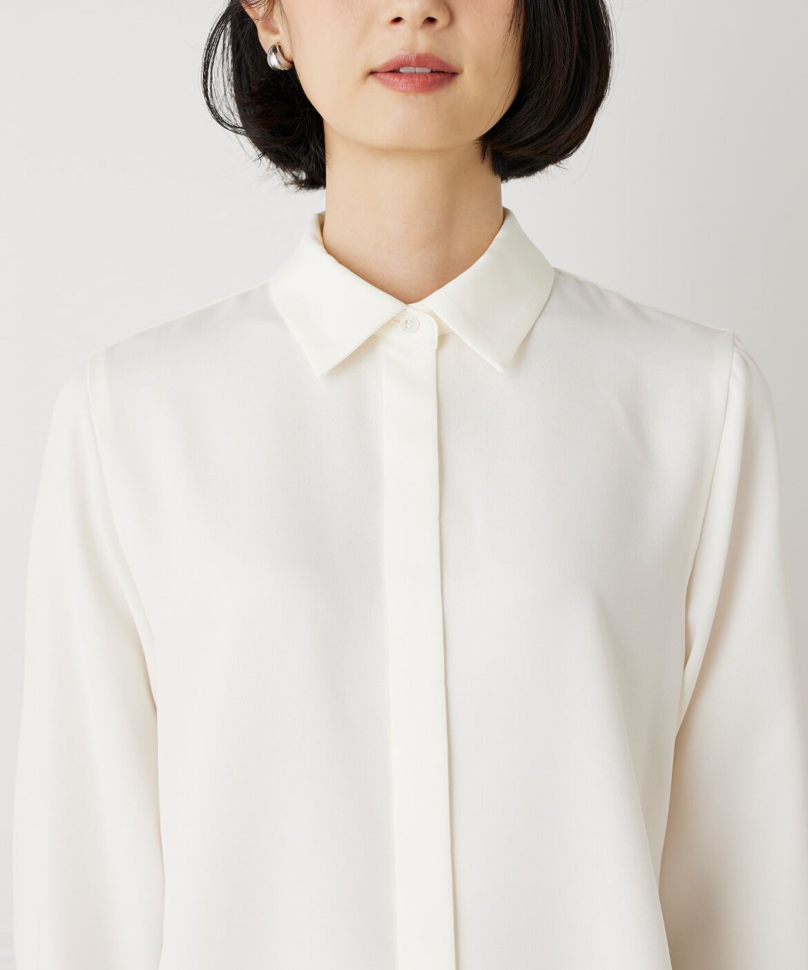 7-IDconcept.「《大きいサイズ》シャツカラーブラウス」|シャツ・ブラウス|