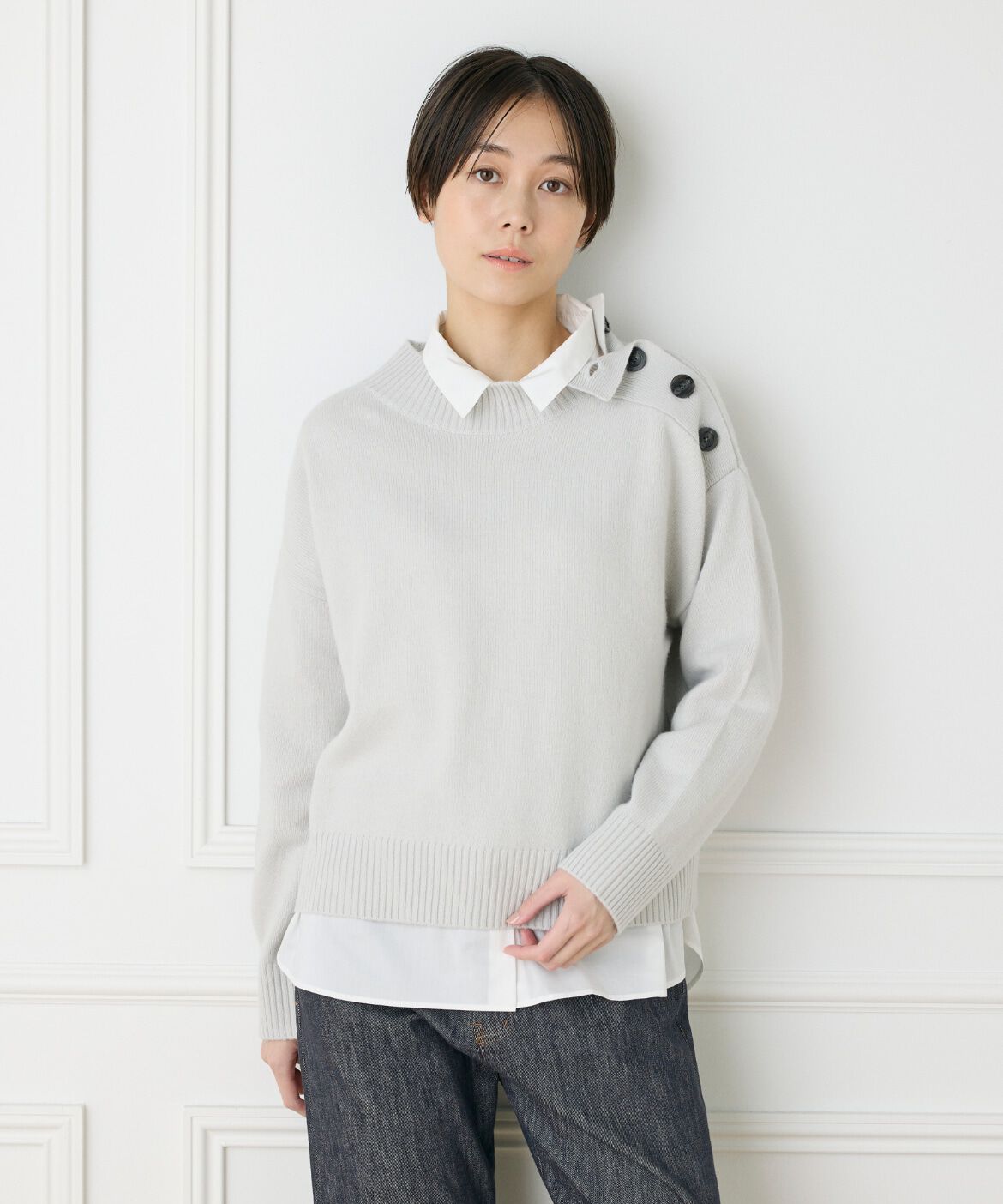 DAY by DAY it&rsquo;s international「ウール肩ボタンニットプルオーバー」|ニット・セーター|グレー1