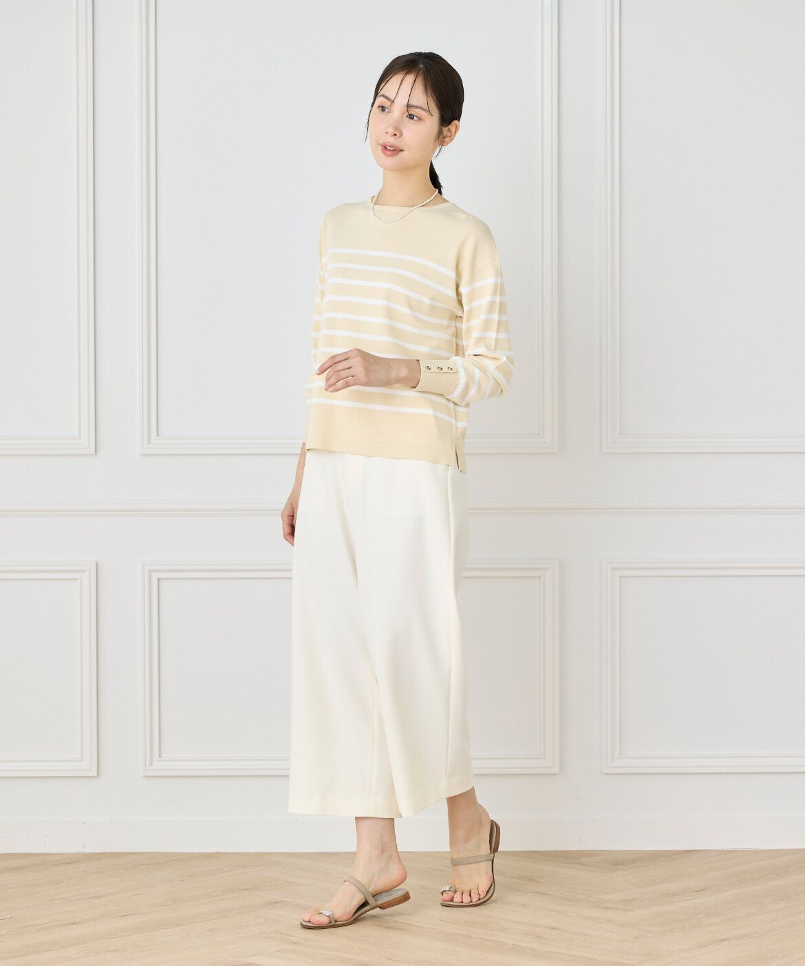 7-IDconcept.「《大きいサイズ》ボーダーニットプルオーバー」|ニット・セーター|