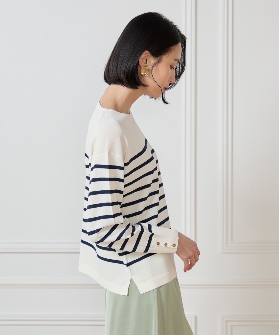 7-IDconcept.「《大きいサイズ》ボーダーニットプルオーバー」|ニット・セーター|