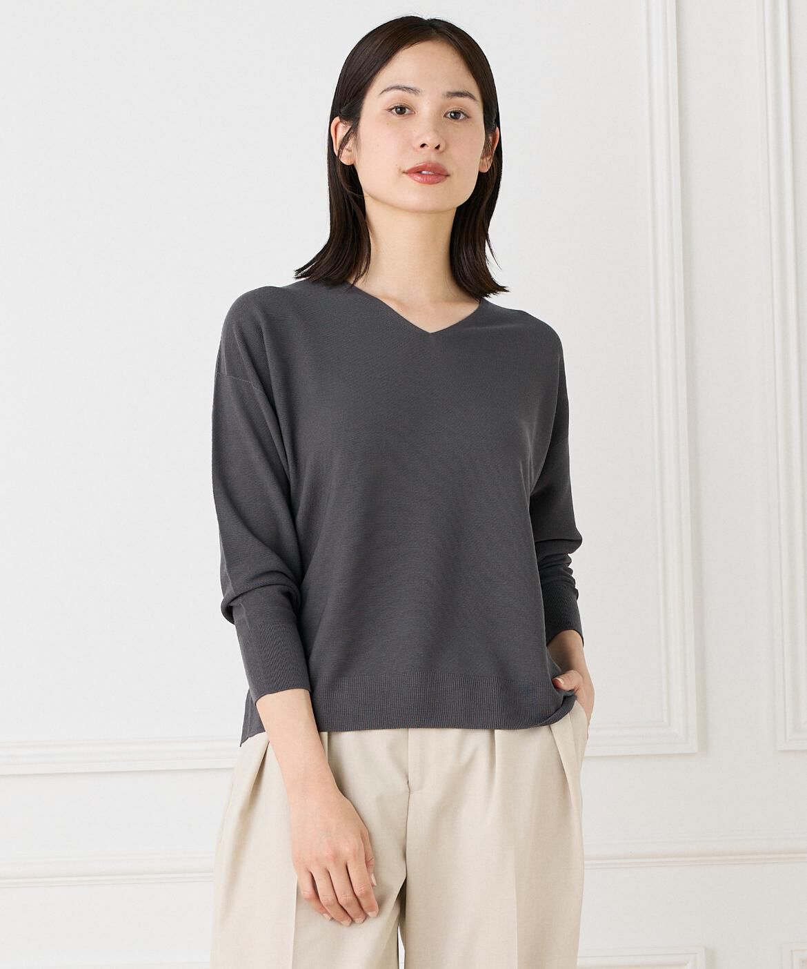 DAY by DAY it&rsquo;s international「ホールガーメントVネックニット《Cuoo》」|ニット・セーター|チャコールグ 3