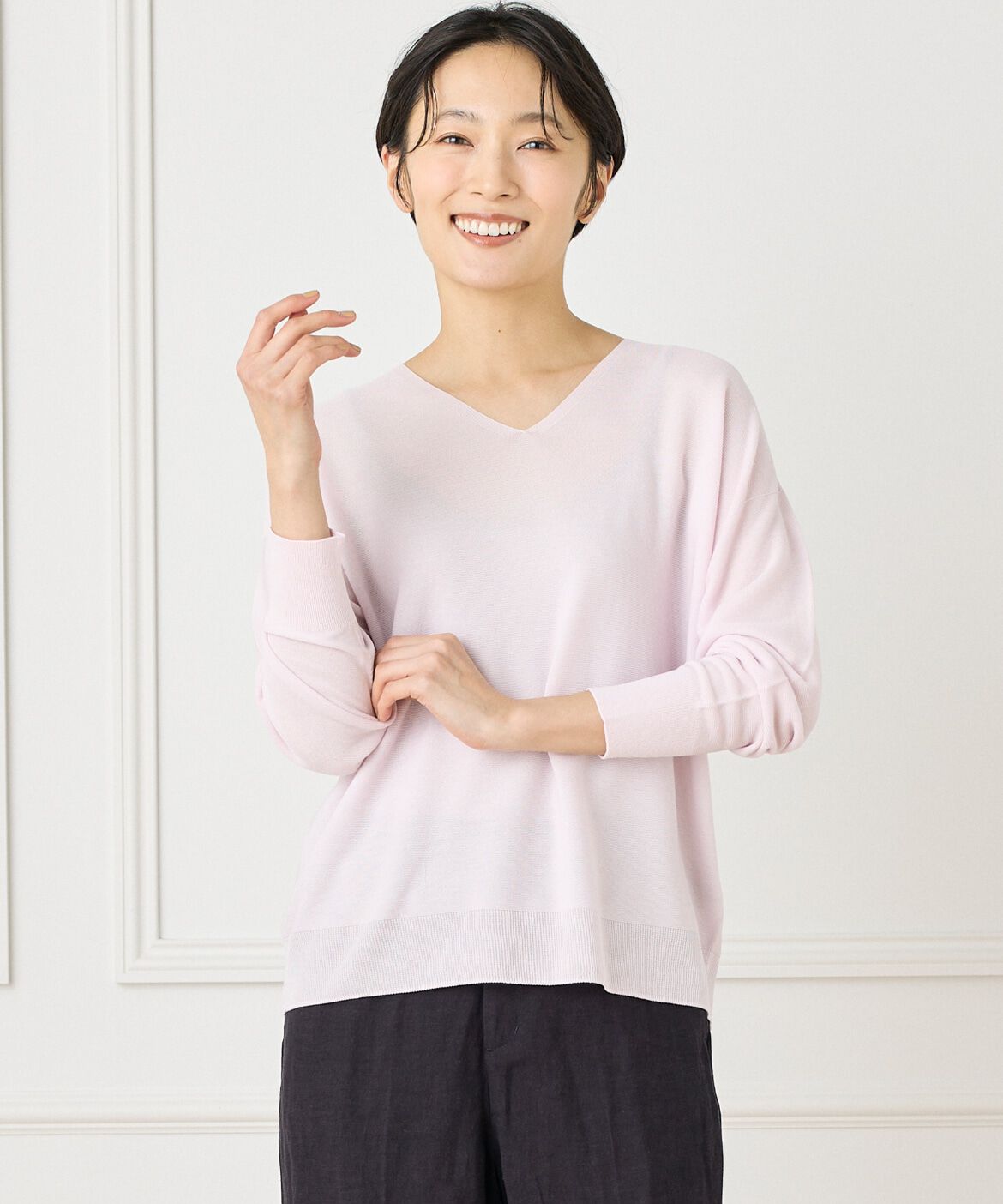 DAY by DAY it&rsquo;s international「ホールガーメントVネックニット《Cuoo》」|ニット・セーター|ピンク1
