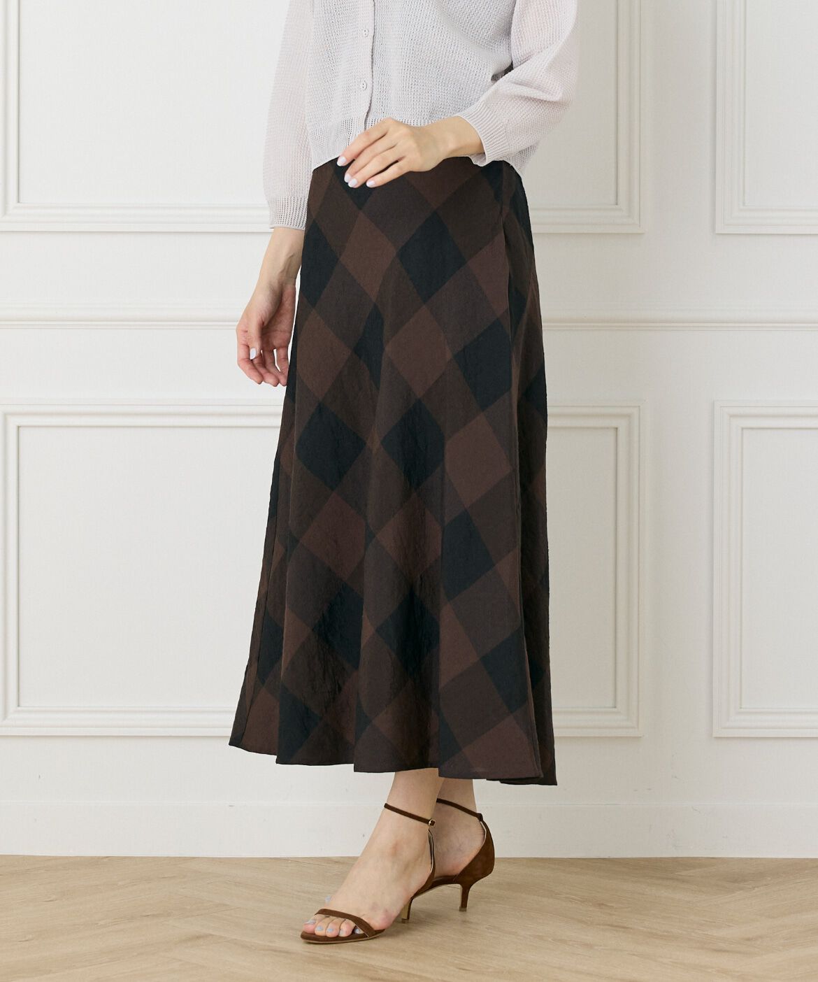 7-IDconcept.「ブロックチェックバイアススカート」|スカート|